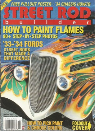 STREET ROD BUILDER 2002 FEB - HOW TO PAINT FLAMES, '33-34 STREET RODS 